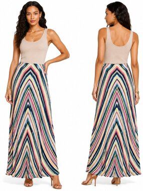 Monsoon Women's Multicolor Striped Boho Style Maxi Skirt Size 4